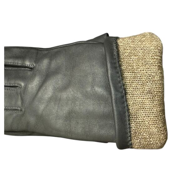 FOWNES BROTHERS Leather Gloves Charcoal Gray Cashmere Lined Medium NWT - Picture 4 of 7